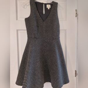 Julie Brown Navy Blue And Gold Tweed Dress